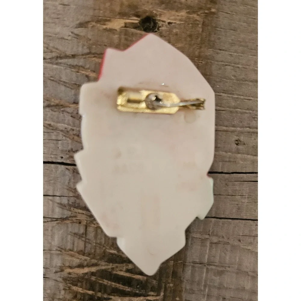 Vintage Santa Claus Face Christmas Holiday‎ Brooch Pin Red Glittery Hat
